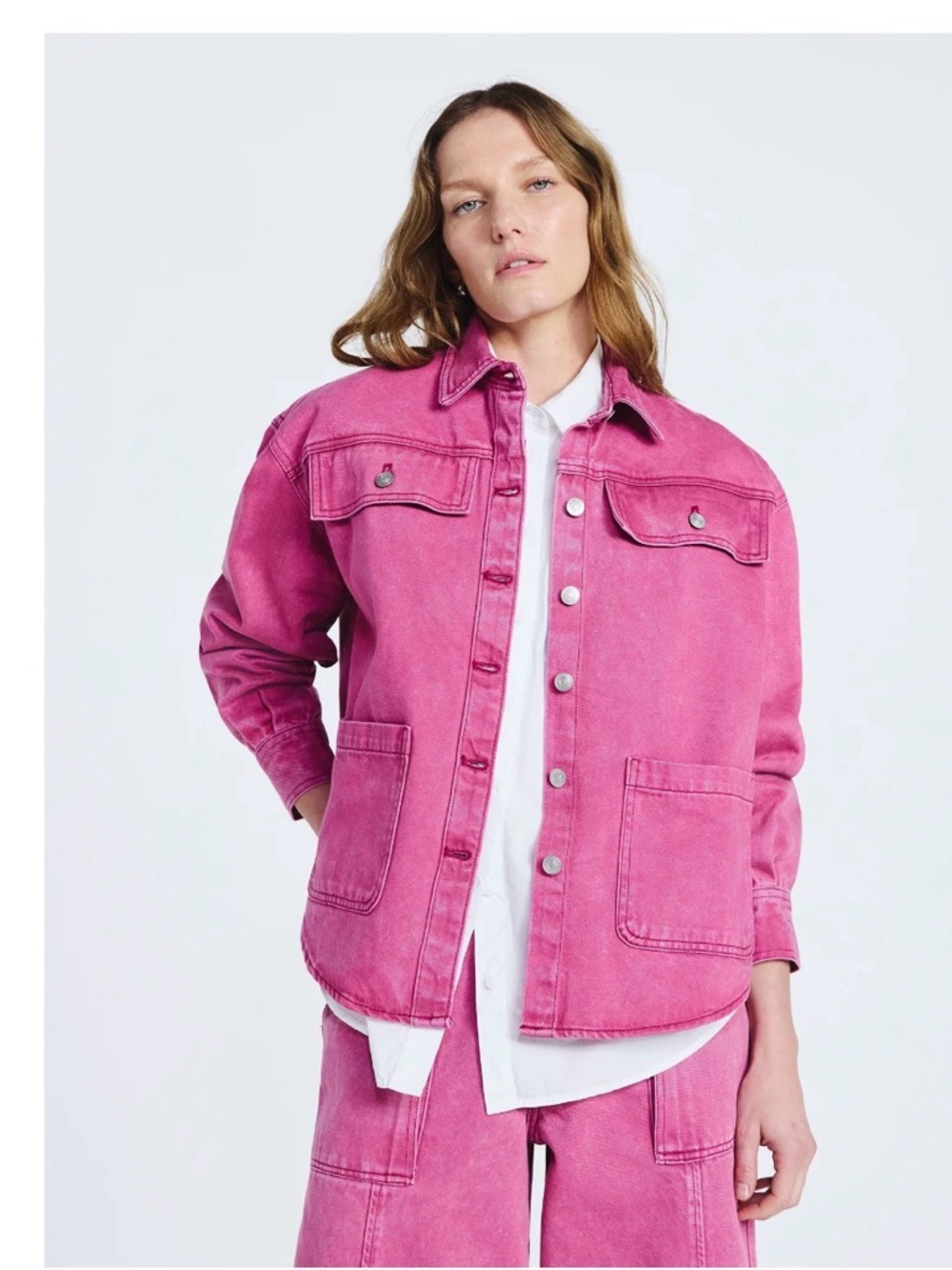 Scoop Large Women's Pink Cotton Denim Shacket NWT